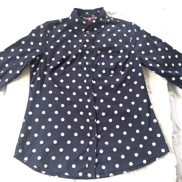Merona Tops Merona Blue Polka Dot Button Down Shirt Poshmark